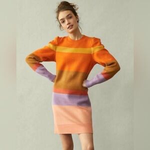 Anthropologie Farm Rio Sunset  Striped Long Sleeve Dress